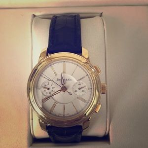 Tiffany gold chronograph watch